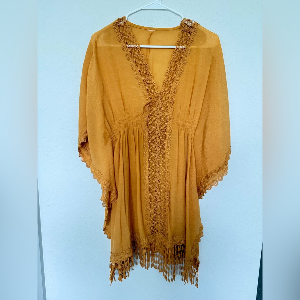 Boho Marigold Yellow with Crochet Accent Top
